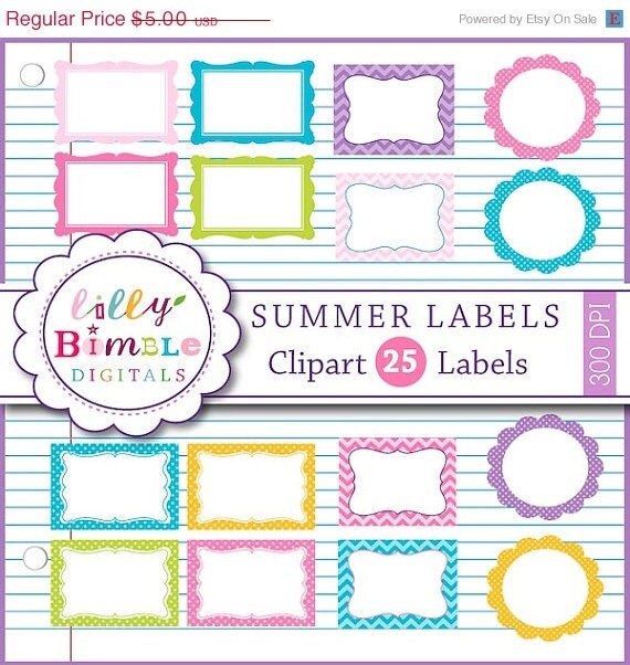 50% off Summer labels, frames, with chevron, polka dots in turquoise, pink, orange, purple printable INSTANT DOWNLOAD Il_570xn