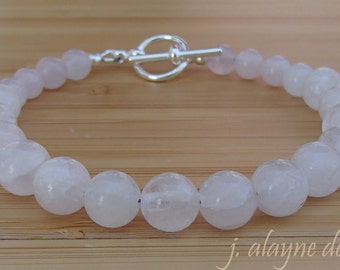 Rose Quartz Bracelet. Light Pink Bracelet. Light Pink Wedding. Pink Bridesmaid Bracelet. Pale Pink Bracelet