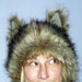 Furry Wolf Hat Ears Tan Brown Black Tipped Really Real Wolf-like Fur Shaman Unisex Adult Costume Fur Hat