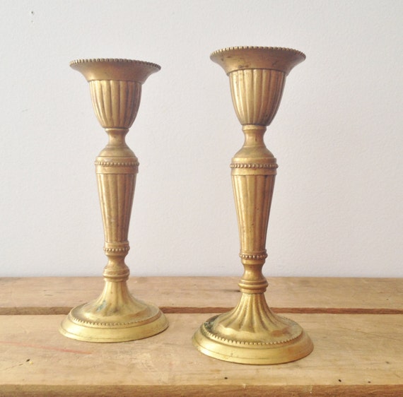 Brass Candle Sticks - Hollywood Regency Design - Unique Ornate - Made in India