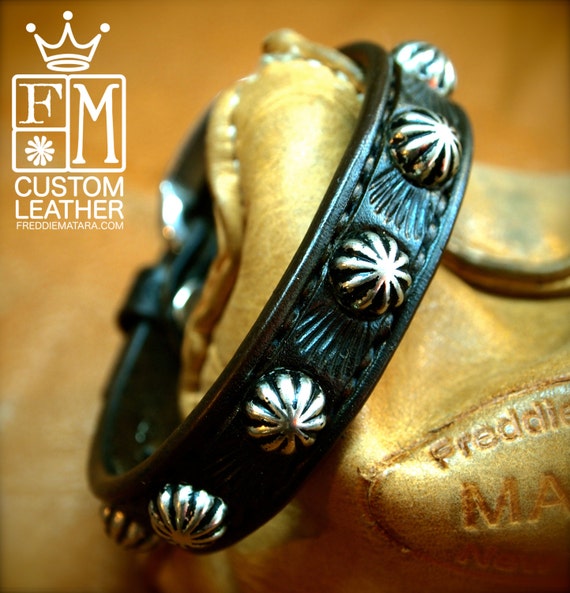 Leather bracelet cuff Lean and Sexy Cowboy western style made in Brooklyn NYC