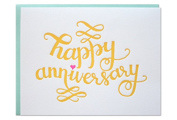 Items similar to Happy Anniversary Letterpress Card on Etsy