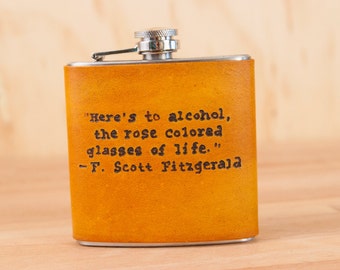 6oz Flask - Fitzgerald in Antique Tan - leather and stainless steel