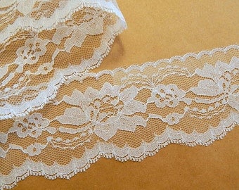 White Lace Trim Flat White 3" wide Lace 10 yds/360 in.