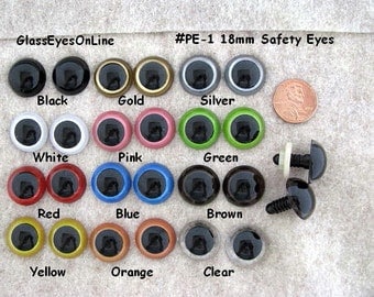 11 PAIR 16mm or 18mm or 21mm or 24mm Plastic Safety Eyes Mix Colors for Puppets, Dolls, Teddy Bears, crochet, sewing projects ( PE-1 )