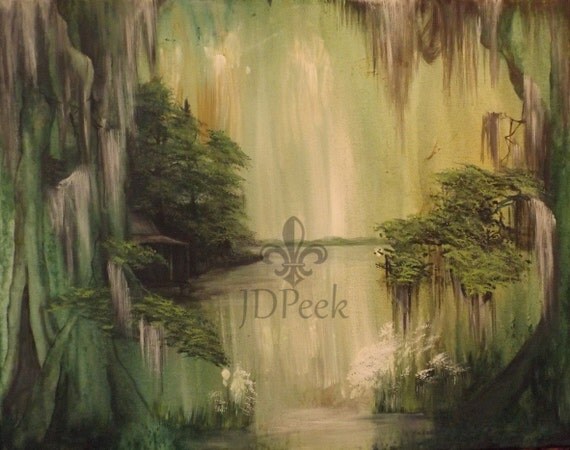 Swamp Scene Bayou Cajun Painting Art Print by JDPeek on Etsy