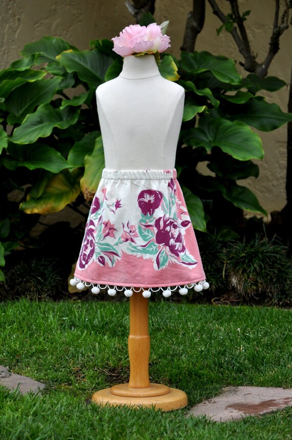 Size 3T Vintage Tablecloth Girls Skirt