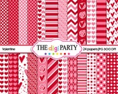 valentine's day digital paper printables valentine digital printable papers commercial use valentines Il_170x135