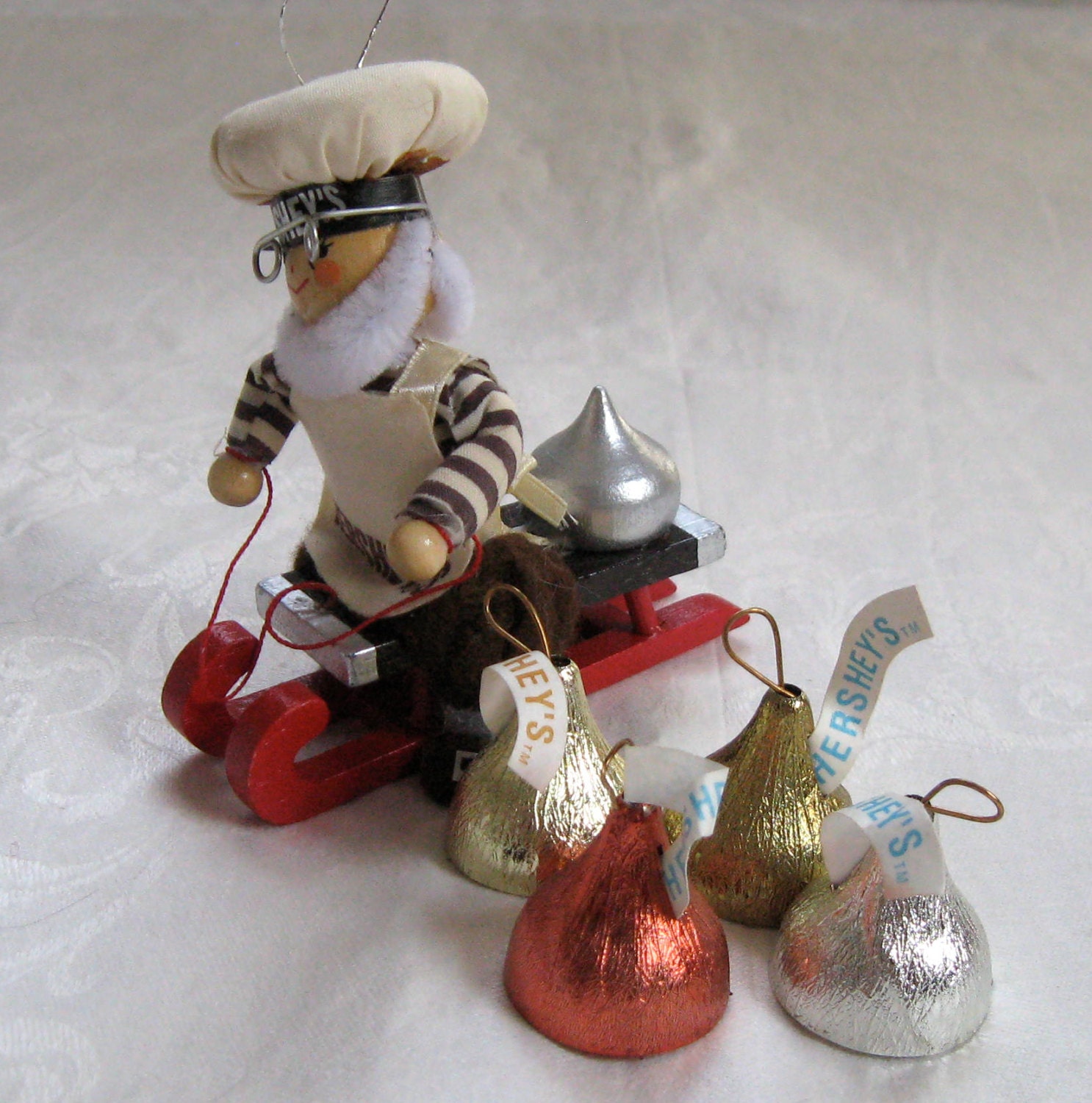 vintage hershey kiss elf wood tree ornament vintage hershey kiss elf wood tree ornament