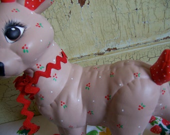 polka dot ceramic deer figurine
