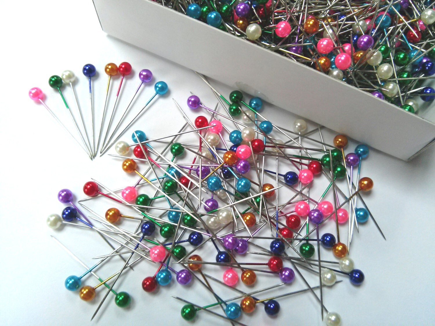 1000 Pearl Pins for Crafts MultiColored Pearl 4mm Round