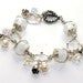 White Lampwork Bracelet, beaded bracelet, white silver bracelet, glass bead bracelet, womens jewelry - 8.9" long