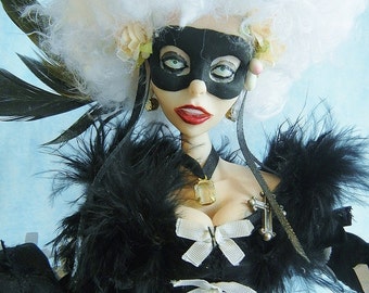 Black and White Ball posable OOAK Art Doll from Moninesfaeries