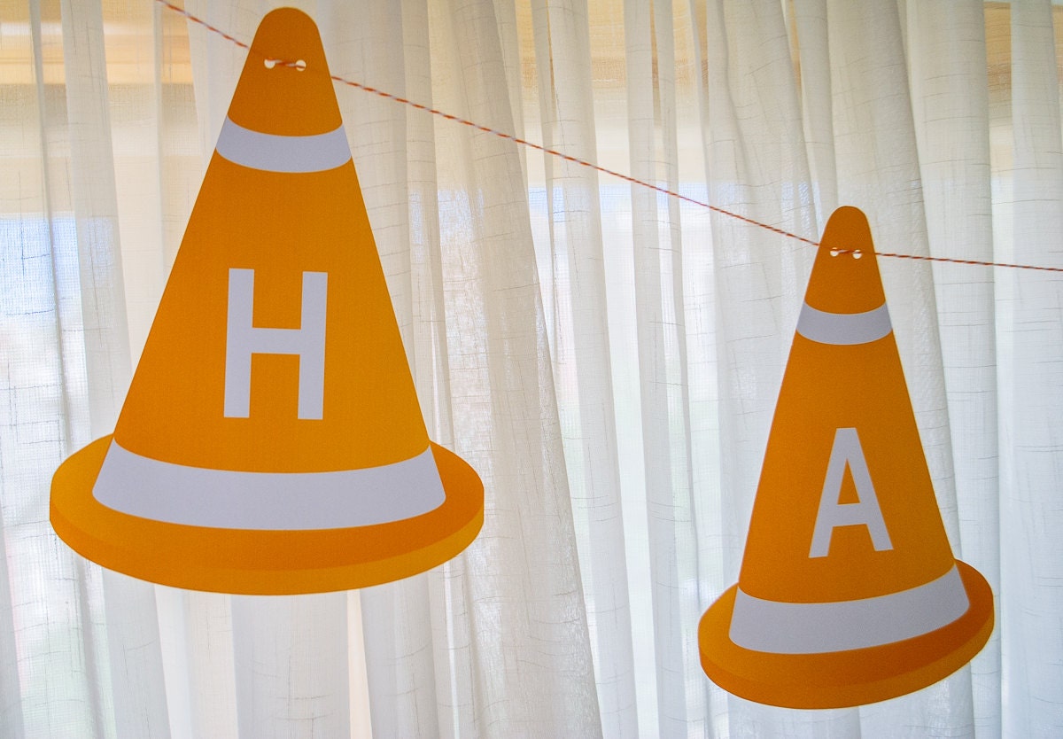Printable Construction Happy Birthday Banner for a
