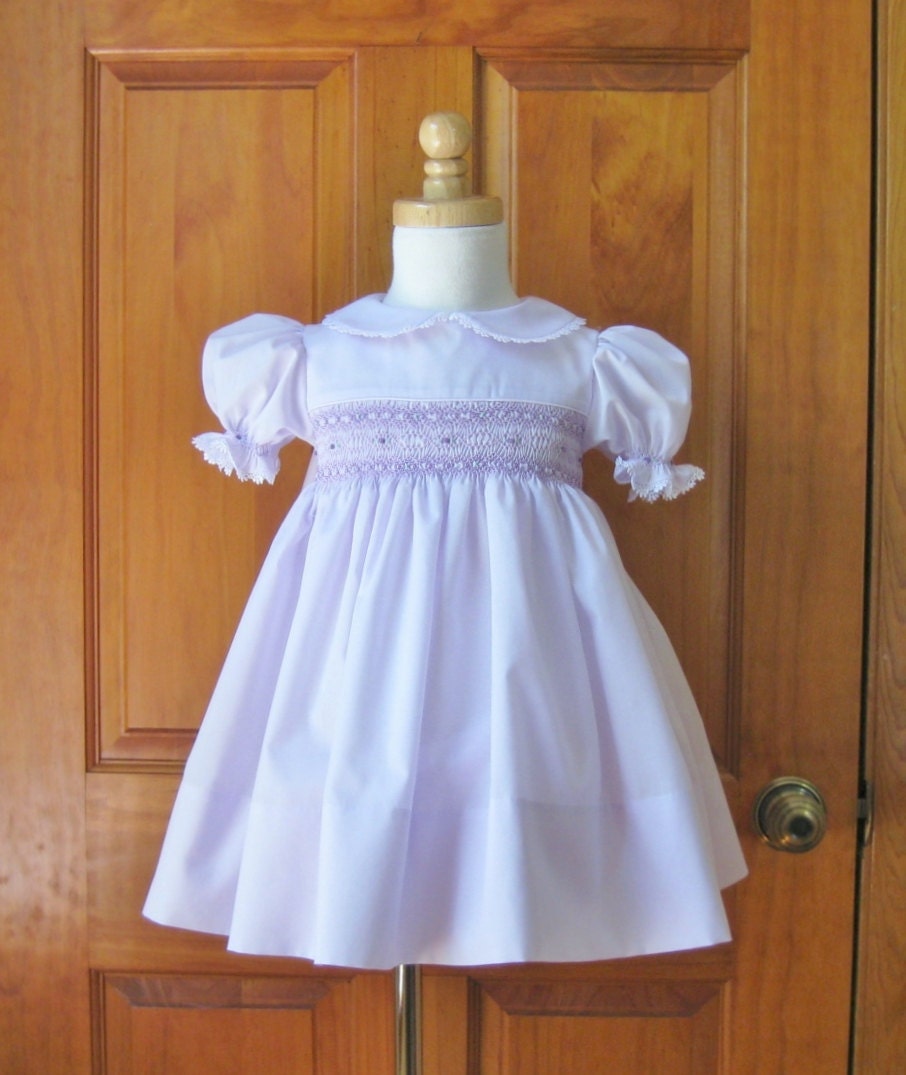 Lavender hand smocked dress baby infant toddler size