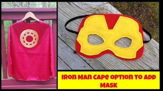 SUPERHERO CAPE Iron Man Inspired Single Layer Cape Option to Add Iron Man Mask Super Hero Cape Il_570xn