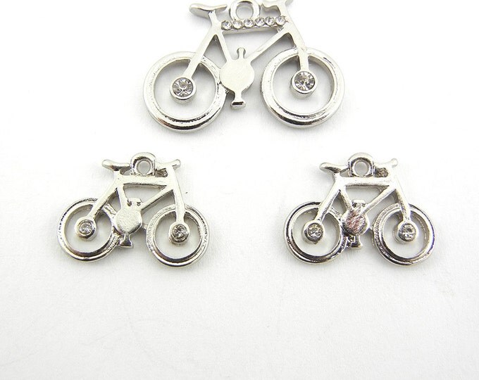 Set of Silver-tone Bicycle Pendant and Charms