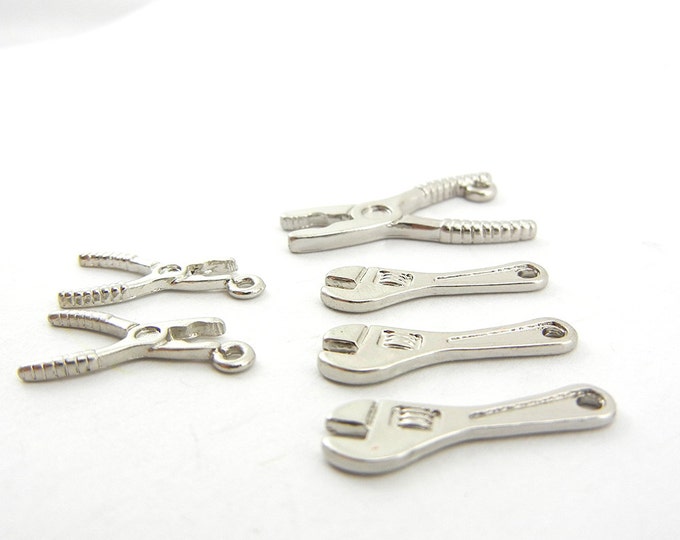 Set of 6 Tool Charms Wrenches and Pliers