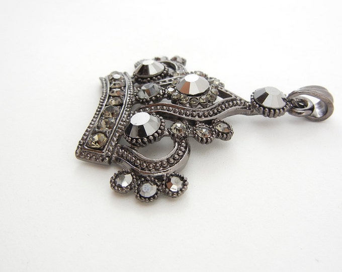 Hematite Crown Pendant with Hematite Rhinestones