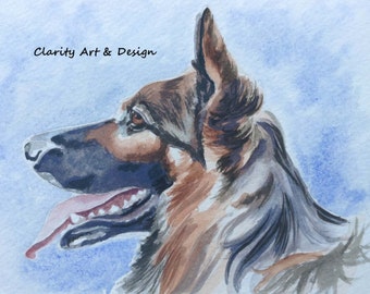 Artery8 Grußkarte Mit Deutscher Schäferhund Portrait – Aquarell-Kunst, Blanko Innen, Mit Umschlag