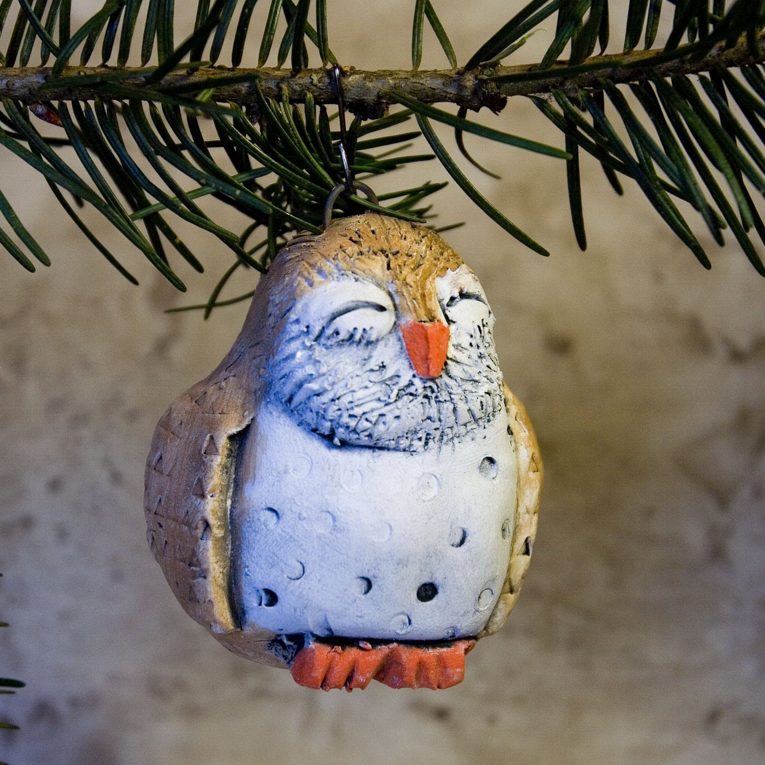 Ceramic Barn Owl Ornament