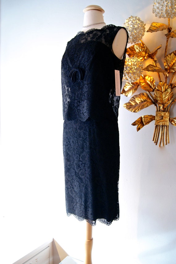 60s Dress // Vintage 1960's Suzy Perette Black Lace