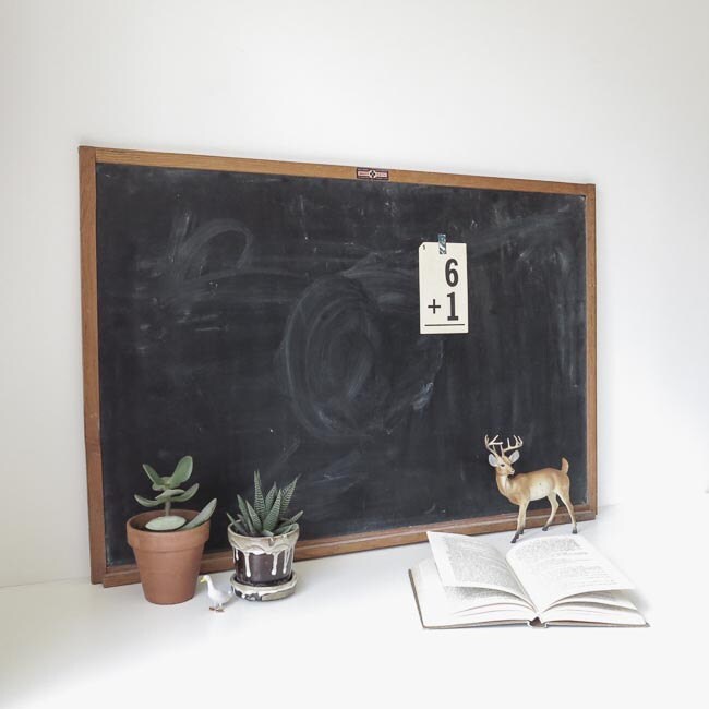 huge vintage blackboard with ledge / chalkboard / memo board