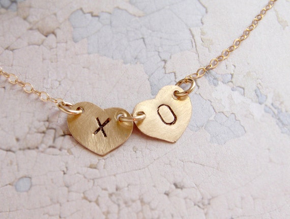 XO necklace personalized jewelry XOXO charm initial