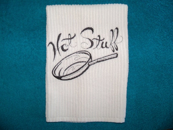 Fun Embroidered Tea Towel Kitchen Towel Handmade Housewares