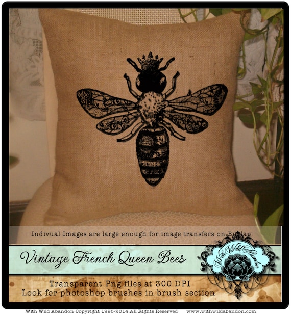 Bee Clipart, Queen Bee Clipart, Vintage French Wreath ...