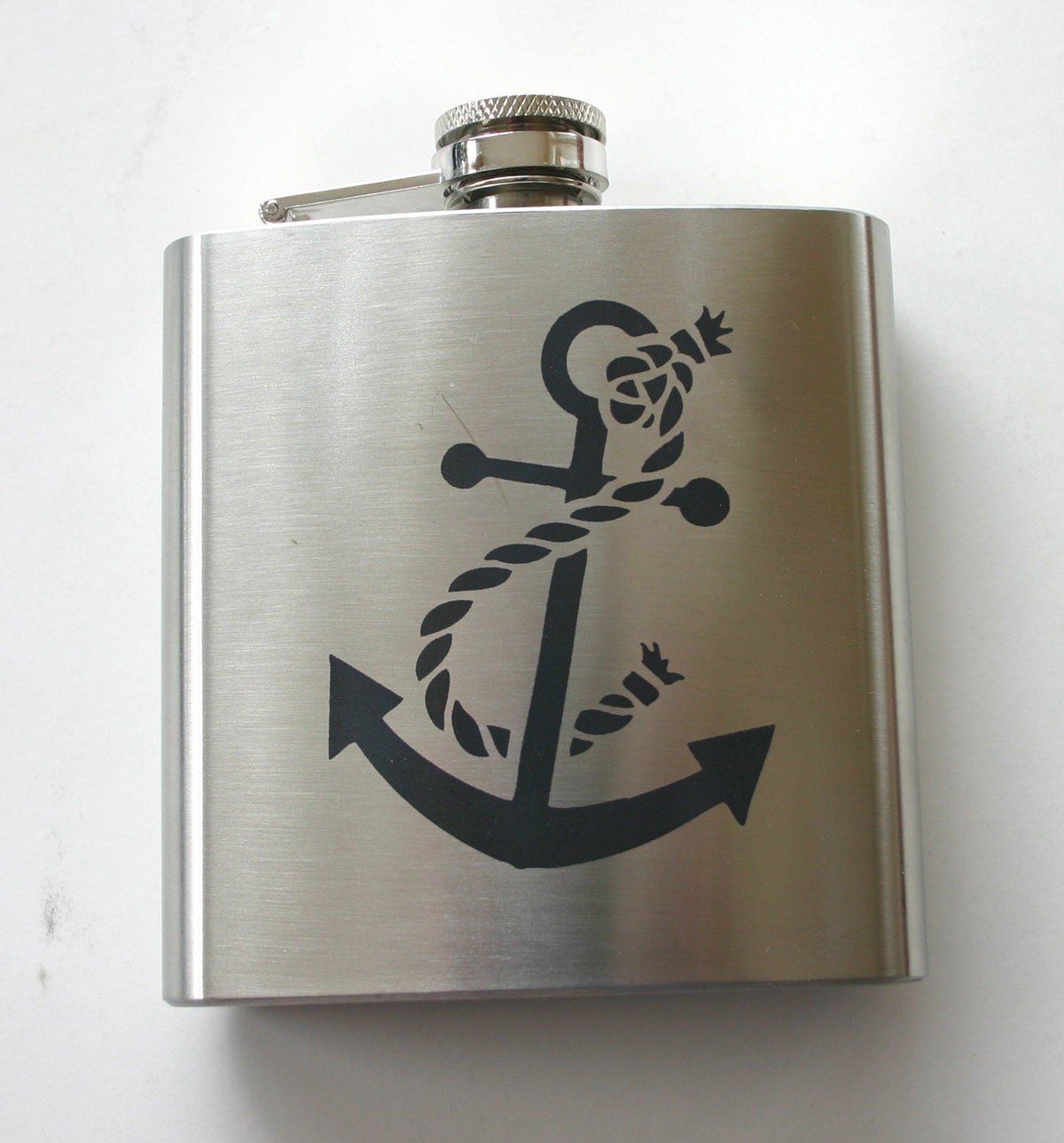 Anchor 8oz Laser Engraved Flask Custom Engraved Stainless