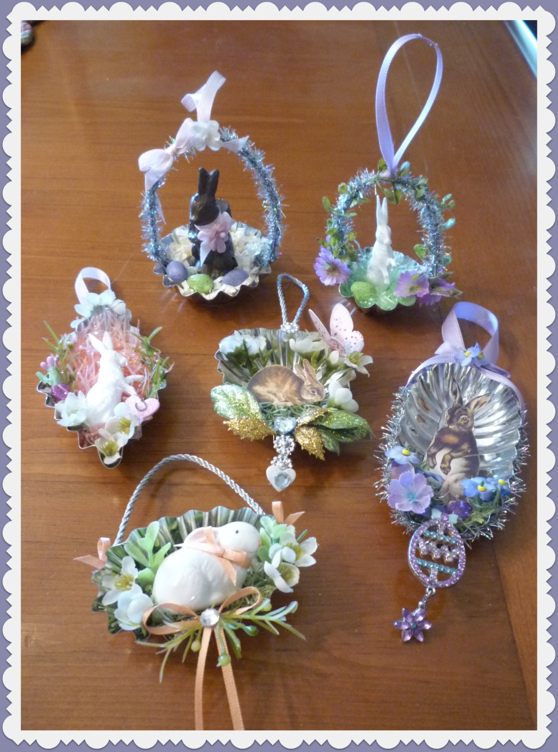 VintageInspired Mini Tart Pan Easter Bunny Ornaments Set of