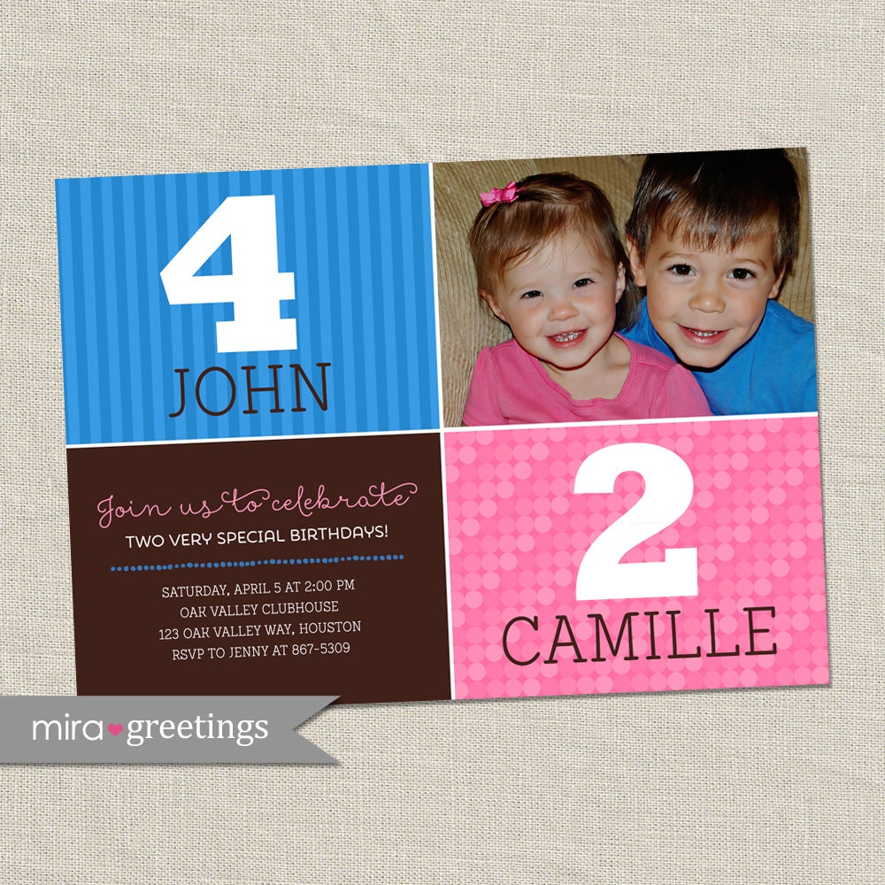 Double Birthday Party Invitations 2