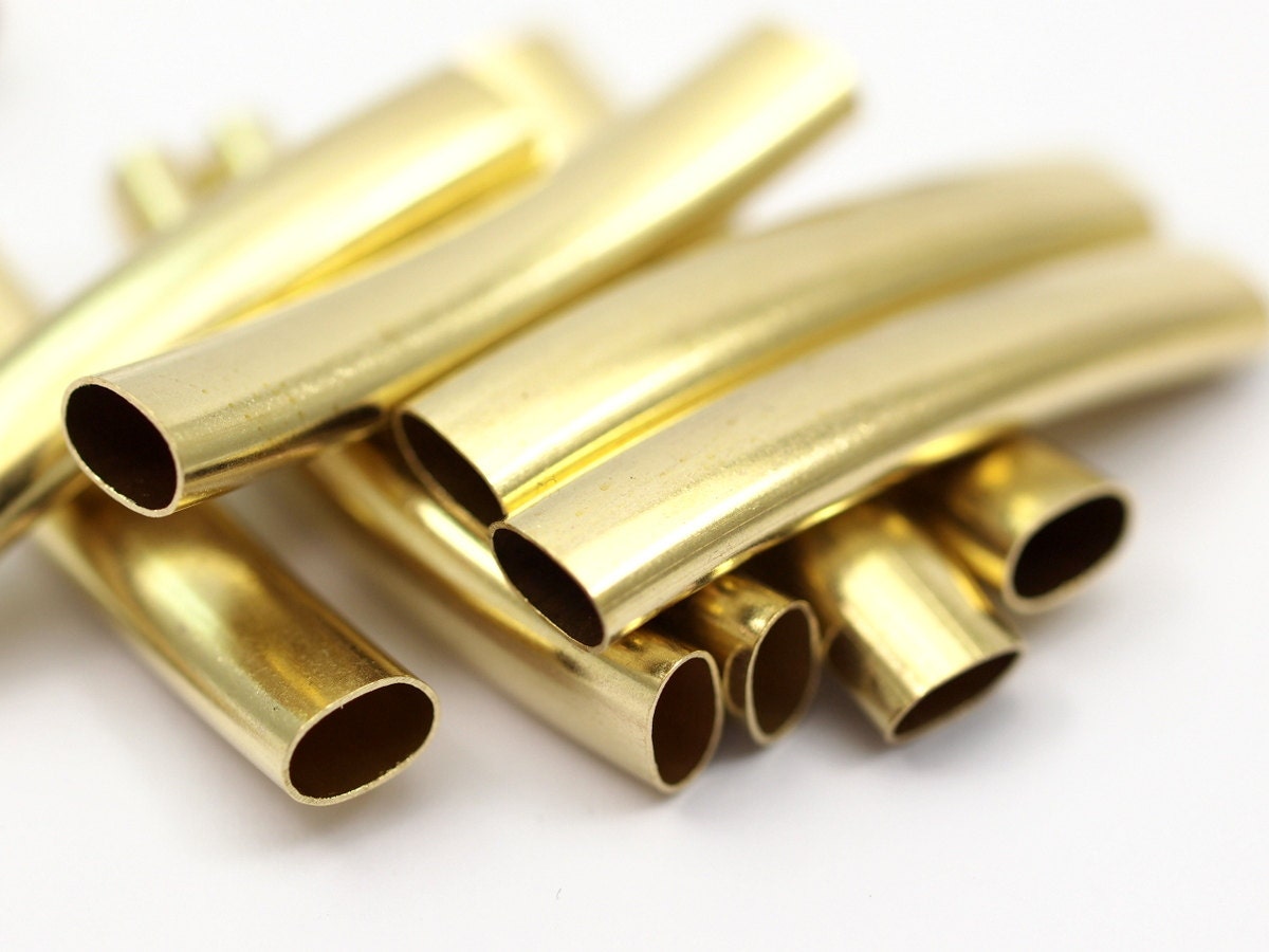 12 Oval Raw Brass Tubes 40x7.2x4.5mm Sq30 BRC289
