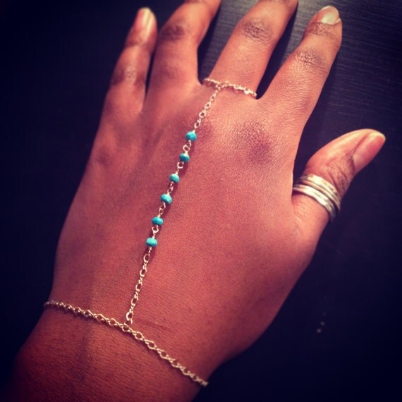 Items similar to Turquoise Finger Bracelet, Slave Bracelet on Etsy