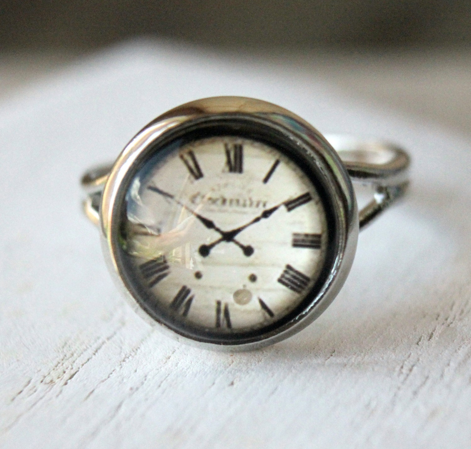 Adjustable Clock Ring vintage style clock face jewelry