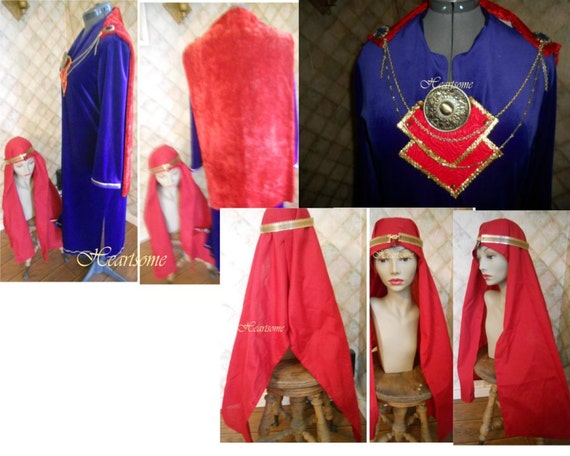 King costume 4 pc. purple royal robe gold crown gown jeweled