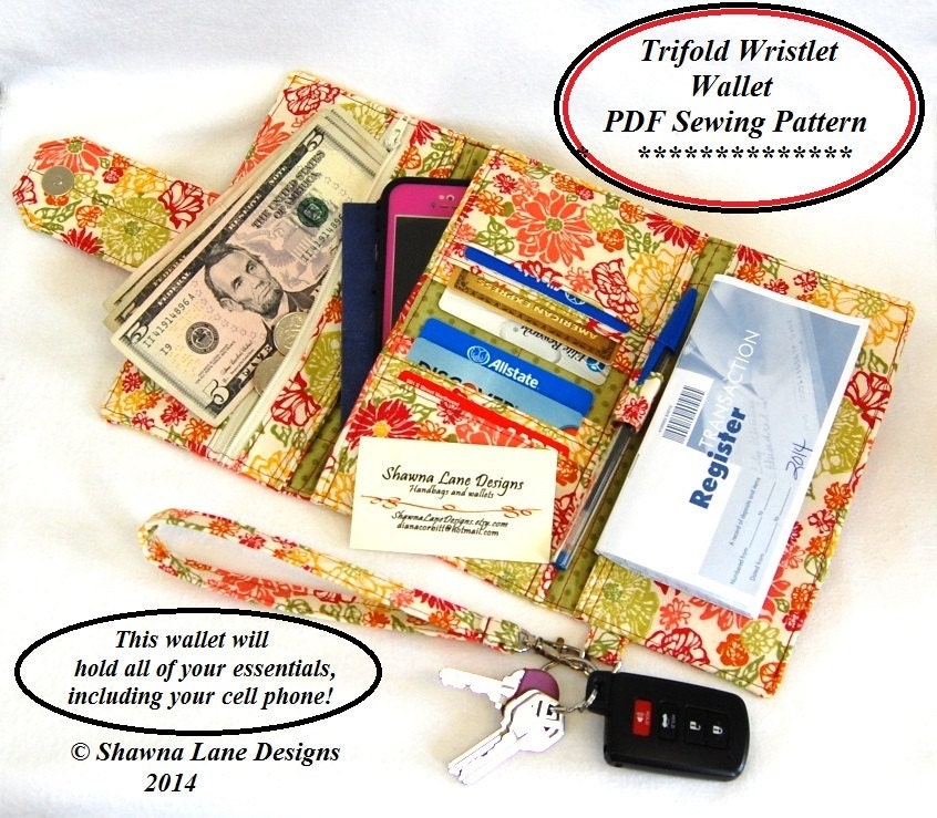 womens wallet sewing pattern pdf digital pattern cell phone