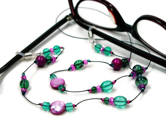 Eyeglass Chain, Glasses Chain, Reading Glasses Lanyard, Glasses Holder, Green, Magenta, Pink, Purple, Stylish Eyewear, Glasses Leash