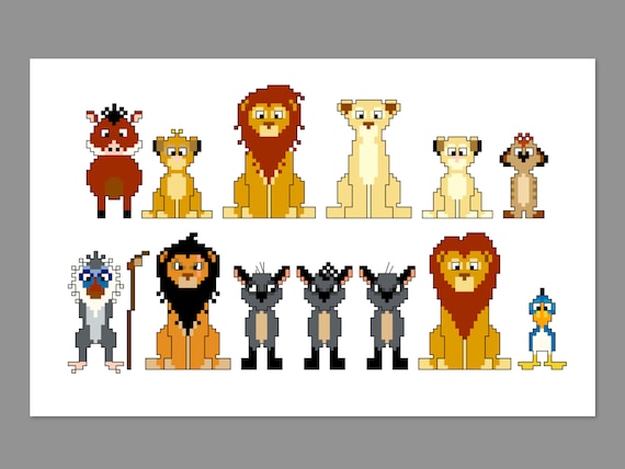 Personnage du roi lion Pixel les gens croix point PDF