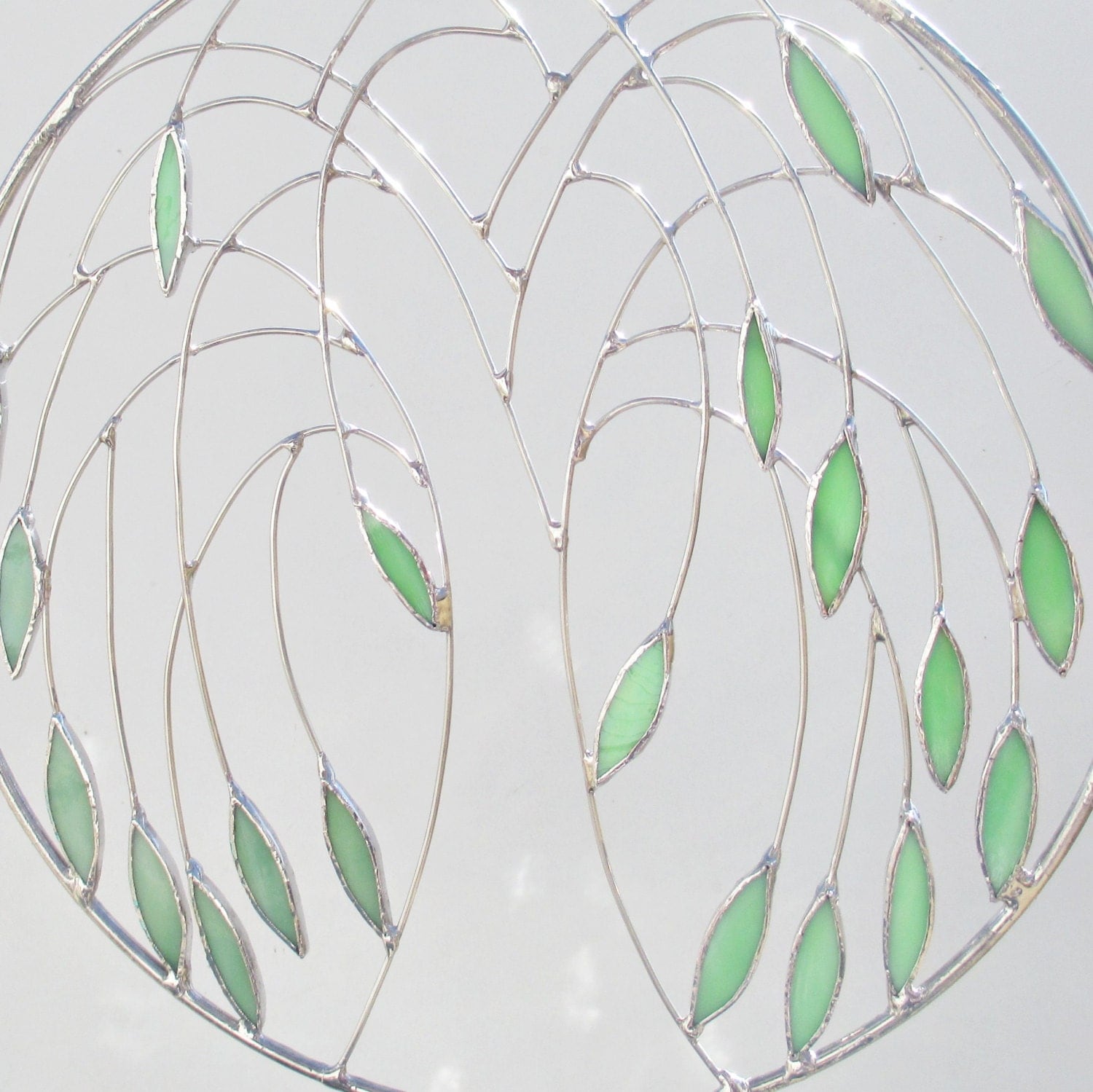 Weeping Willow Stained Glass and Wire Suncatcher Home Decor