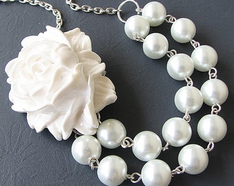 Bridesmaid Jewelry Flower Necklace Wedding Jewelry Statement Necklace Wedding Necklace