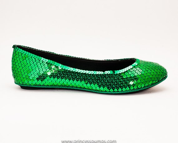 Kelly Green Sequin Ballet Flat Slippers Shoes by princesspumps