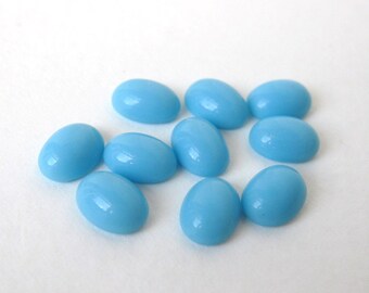 Vintage Glass Cabochon Sky Blue Oval 8x6mm gcb0936 (5)