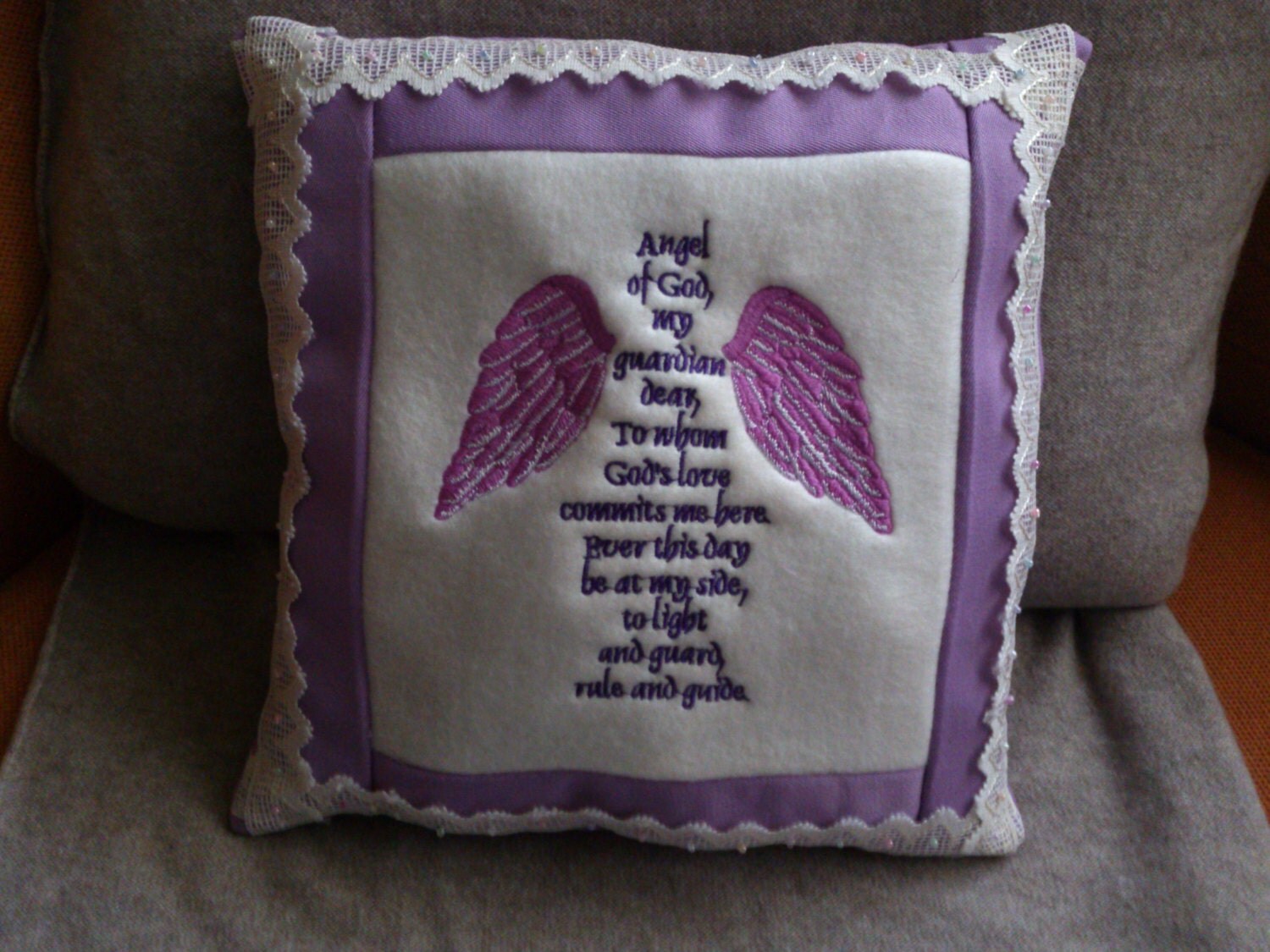 Guardian Angel pillow just great for a new baby or by WasabiSnobby