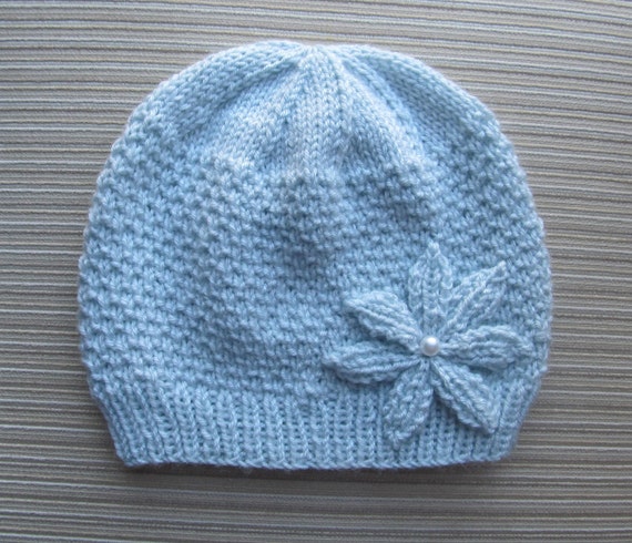 Instant Download Knitting Pattern 131 Blue Hat in Beads