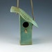 Ceramic Bird House - Weathered Bronze Green - Tin Pan Alley - Angle Roof - 285