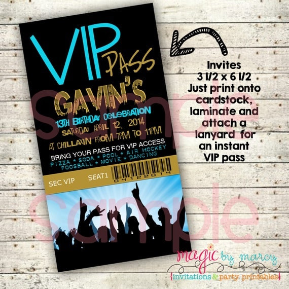 Vip Pass Birthday Invitations Free 8