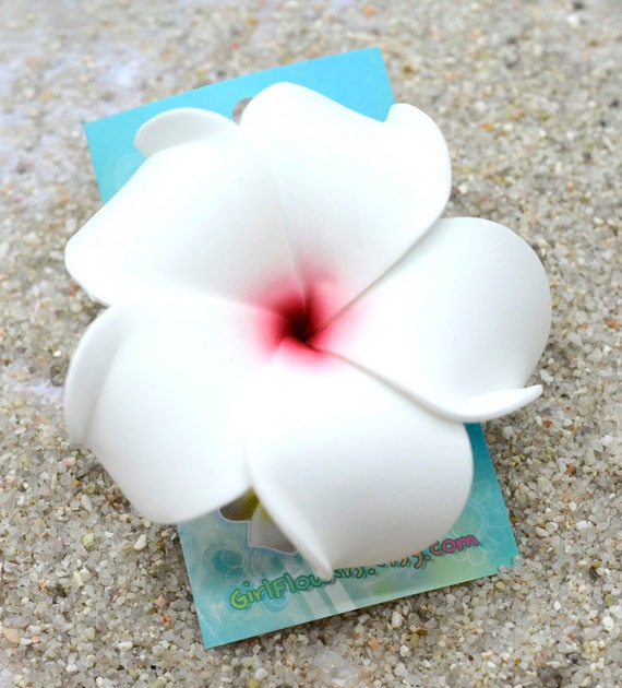 White Plumeria Hair Clip Flower Hair Clip by Girlflowers