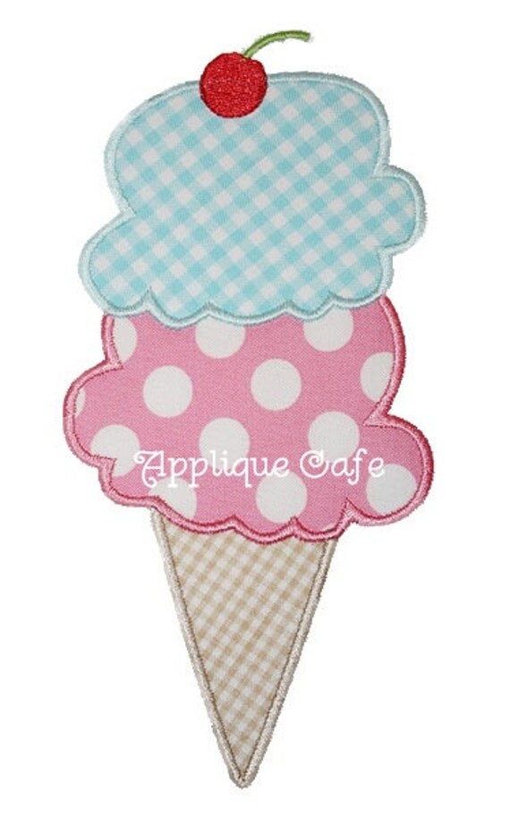 062 Ice Cream Cone Machine Embroidery Applique Design